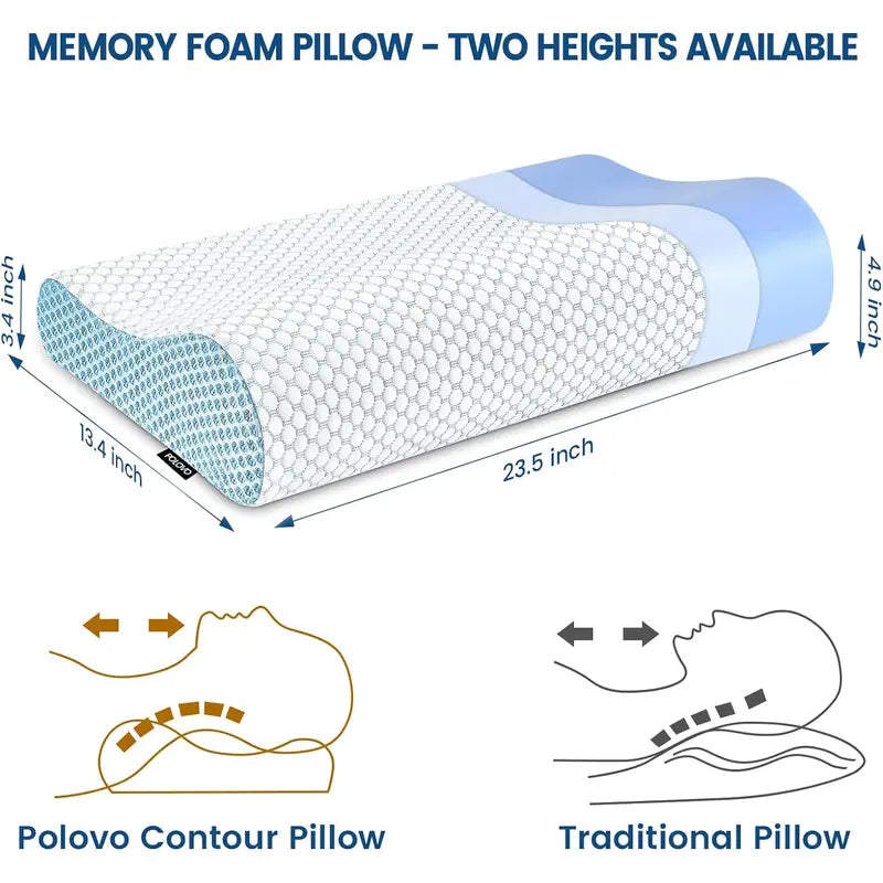 Neck Pillow Contour Memory Foam Pillows for Pain Relief Bed Pillow for Sleeping, Ergonomic Pillow for Neck and Shoulder Pain, Orthopedic Cervical Pillow for Side Back Stomach Sleeper Polovo